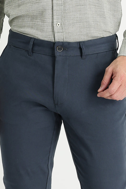 Medium Anthracite Relaxed Fit Stretch Canvas / Chino Trousers