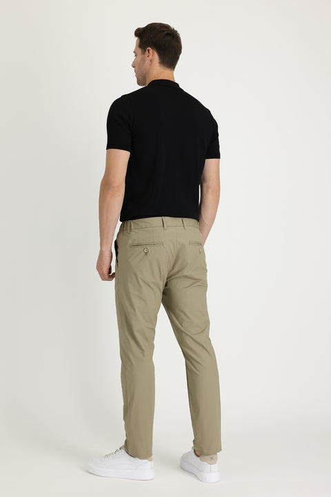 Orta Vizon 7 Drop Slim Fit Dar Kesim Likralı Kanvas / Chino Pantolon