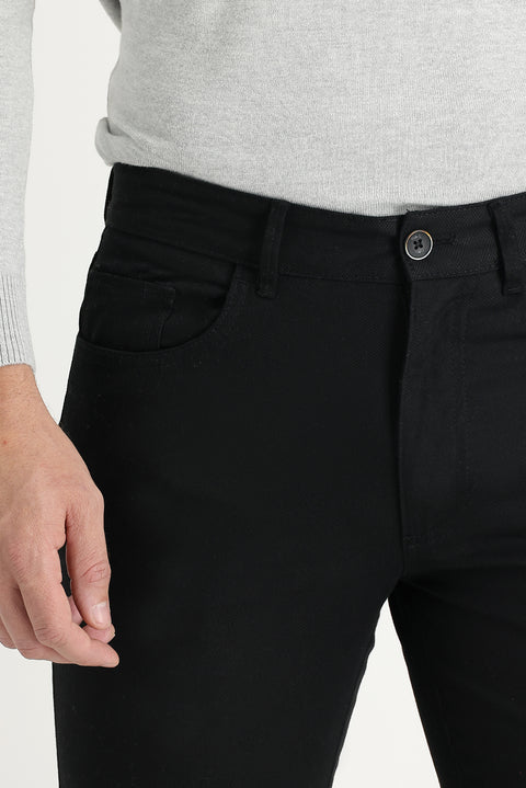 Siyah 7 Drop Slim Fit Dar Kesim Likralı Kanvas / Chino Pantolon