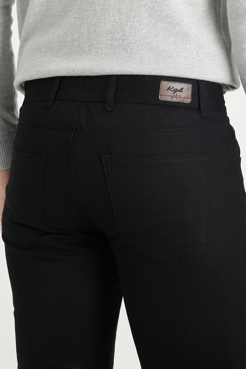 Siyah Regular Fit Standart Kesim Likralı Kanvas / Chino Pantolon