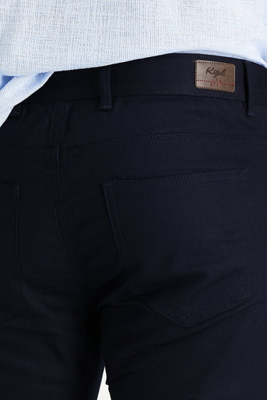 Koyu Lacivert Slim Fit Dar Kesim Likralı Kanvas / Chino Pantolon