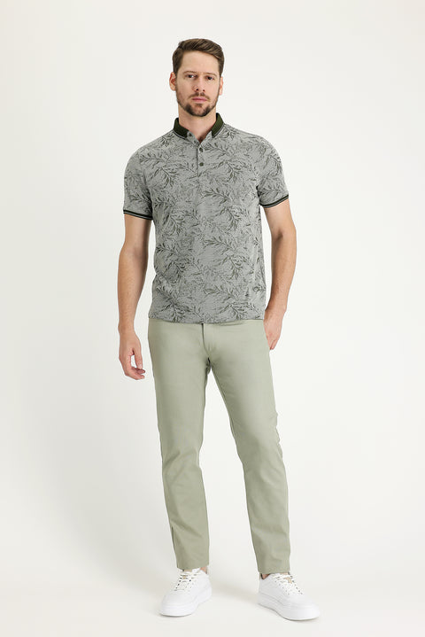 Açık Haki Slim Fit Dar Kesim Likralı Kanvas / Chino Pantolon