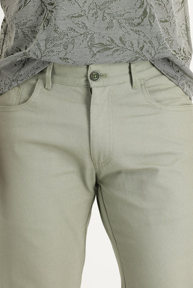 Açık Haki Slim Fit Dar Kesim Likralı Kanvas / Chino Pantolon