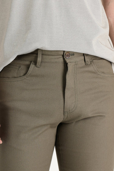 Koyu Yeşil Regular Fit Likralı Kanvas / Chino Pantolon