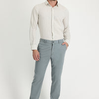 Orta Gri Regular Fit Standart Kesim Likralı Kanvas / Chino Pantolon