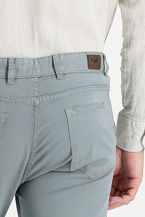 Orta Gri 7 Drop Slim Fit Dar Kesim Likralı Kanvas / Chino Pantolon