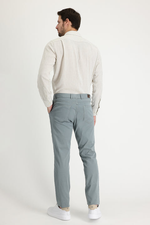 Orta Gri Regular Fit Standart Kesim Likralı Kanvas / Chino Pantolon
