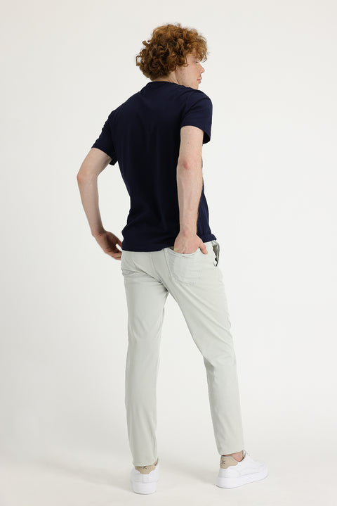 Ekru Slim Fit Dar Kesim Likralı Kanvas / Chino Pantolon