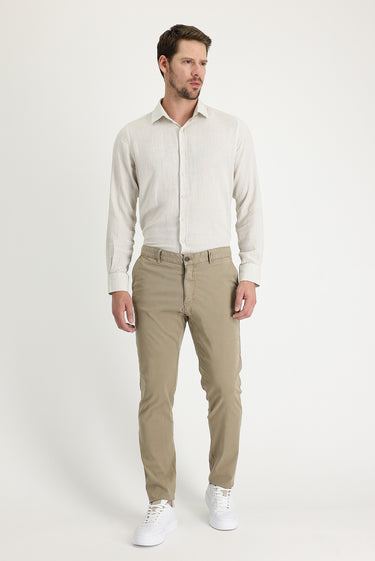 Açık Vizon Slim Fit Dar Kesim Likralı Kanvas / Chino Pantolon