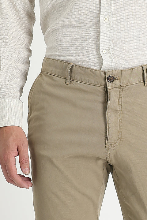 Light Mink Slim Fit Stretch Canvas / Chino Trousers