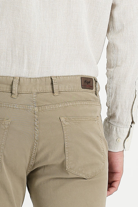 Light Mink Slim Fit Stretch Canvas / Chino Trousers