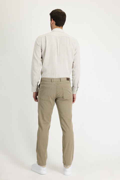Açık Vizon 7 Drop Slim Fit Dar Kesim Likralı Kanvas / Chino Pantolon