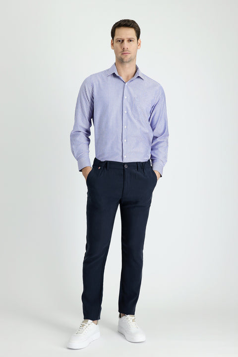 Orta Lacivert Slim Fit Dar Kesim Kanvas / Chino Pantolon