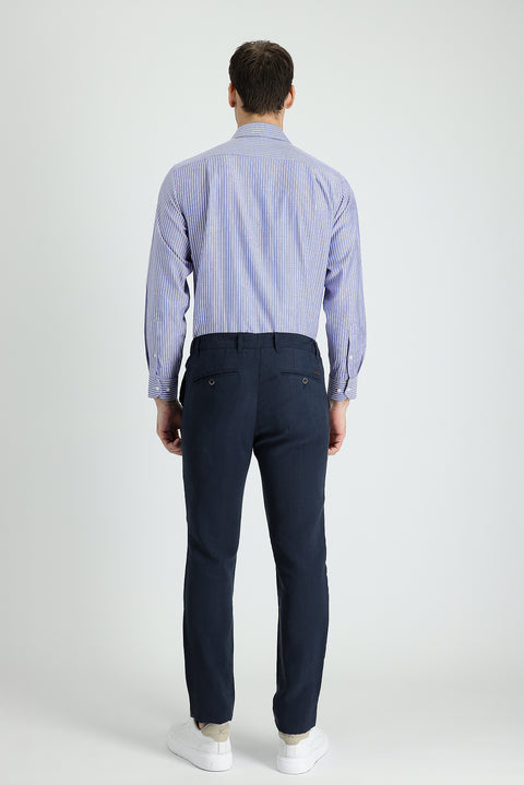 Orta Lacivert Slim Fit Dar Kesim Kanvas / Chino Pantolon