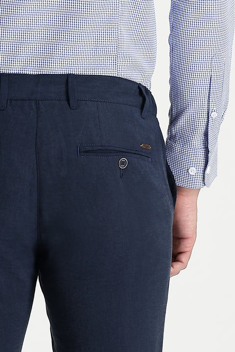 Orta Lacivert Slim Fit Dar Kesim Kanvas / Chino Pantolon