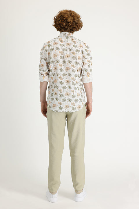Orta Bej Slim Fit Dar Kesim Kanvas / Chino Pantolon