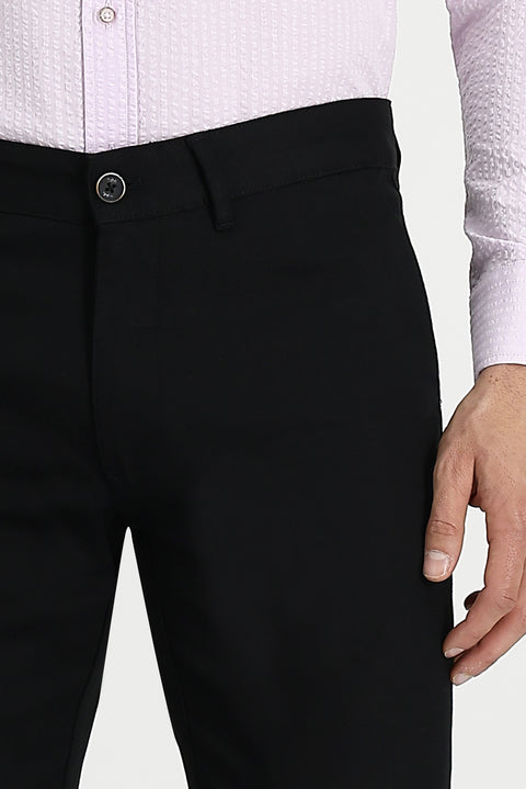 Siyah Regular Fit Standart Kesim Likralı Kanvas / Chino Pantolon