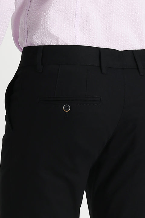 Siyah Regular Fit Standart Kesim Likralı Kanvas / Chino Pantolon