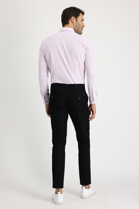 Siyah Regular Fit Standart Kesim Likralı Kanvas / Chino Pantolon