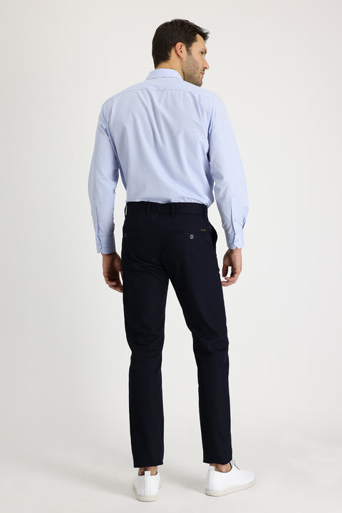 Dark Navy Blue Slim Fit Stretch Canvas / Chino Trousers