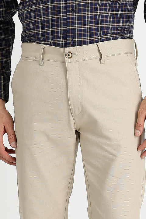 Açık Bej Relaxed Fit Rahat Kesim Likralı Kanvas / Chino Pantolon