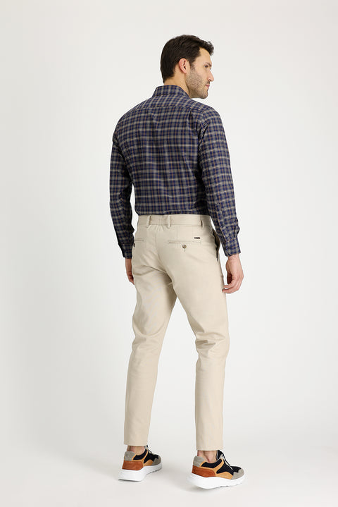 Açık Bej Regular Fit Standart Kesim Likralı Kanvas / Chino Pantolon