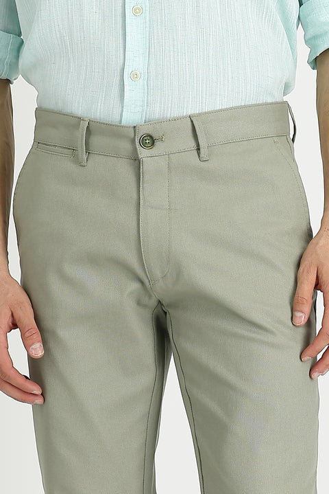 Çağla Yeşili Regular Fit Standart Kesim Likralı Kanvas / Chino Pantolon
