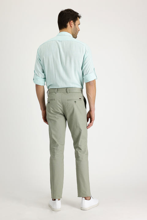 Çağla Yeşili Slim Fit Dar Kesim Likralı Kanvas / Chino Pantolon