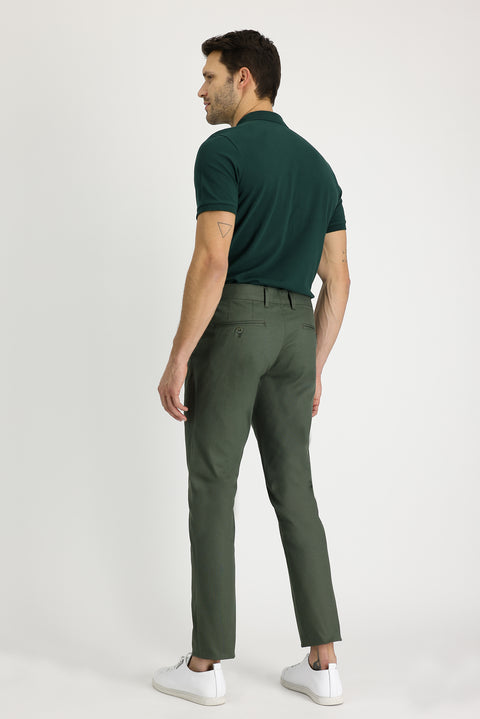 Yağ Yeşili-Olive Regular Fit Standart Kesim Likralı Kanvas / Chino Pantolon