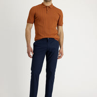 Orta Lacivert Slim Fit Dar Kesim Desenli Likralı Kanvas / Chino Pantolon