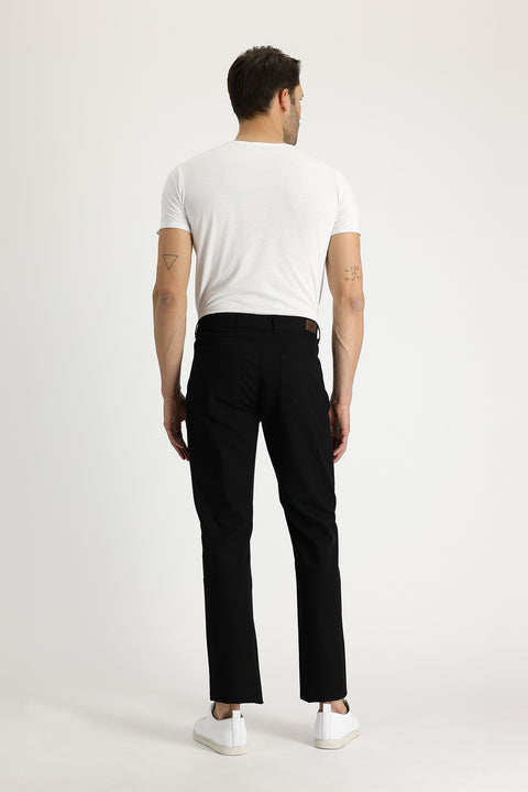 Siyah 6 Drop Regular Fit Standart Kesim Desenli Likralı Kanvas / Chino Pantolon