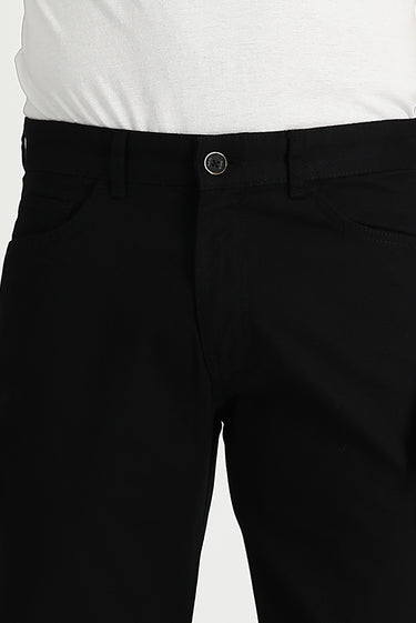 Siyah Regular Fit Desenli Likralı Kanvas / Chino Pantolon