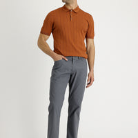 Medium Gray Regular Fit Standard Cut Patterned Lycra Canvas / Chino Trousers