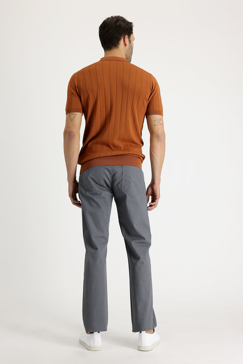 Orta Gri Relaxed Fit Rahat Kesim Desenli Likralı Kanvas / Chino Pantolon