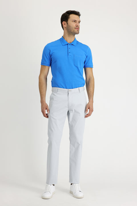 Gümüş 6 Drop Regular Fit Standart Kesim Desenli Likralı Kanvas / Chino Pantolon