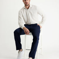 Orta Lacivert Regular Fit Desenli Likralı Kanvas / Chino Pantolon