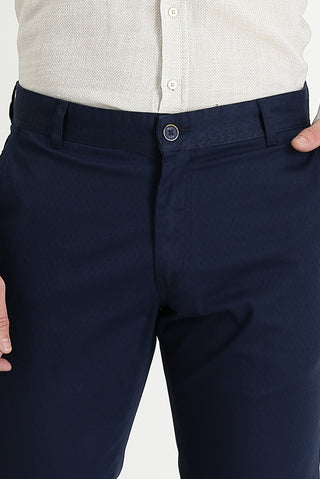  Orta Lacivert 6 Drop Regular Fit Standart Kesim Desenli Likralı Kanvas / Chino Pantolon