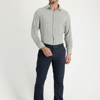 Medium Anthracite Regular Fit Standard Cut Patterned Lycra Canvas / Chino Trousers
