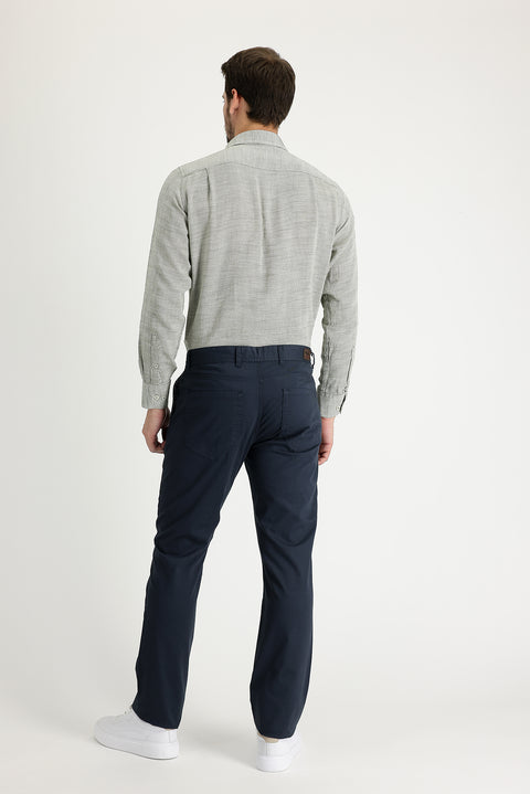 Medium Anthracite Regular Fit Standard Cut Patterned Lycra Canvas / Chino Trousers