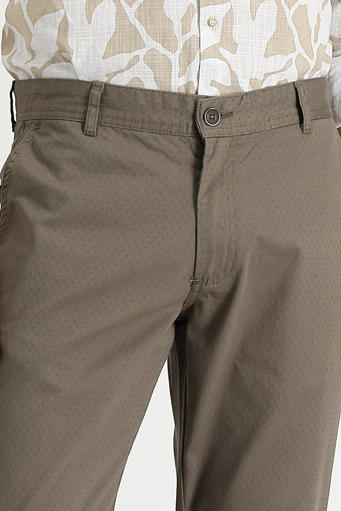 Orta Vizon Relaxed Fit Rahat Kesim Desenli Likralı Kanvas / Chino Pantolon