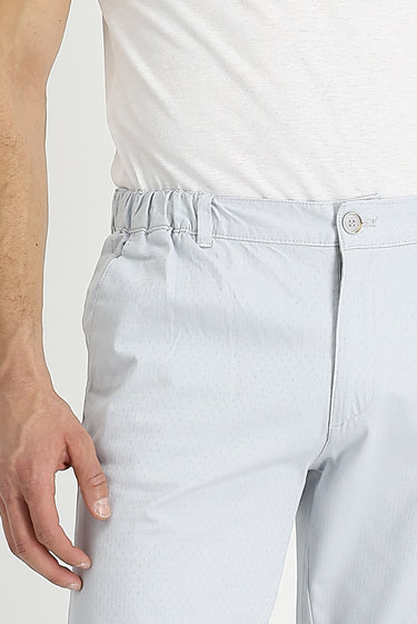 Gümüş Slim Fit Dar Kesim Desenli Likralı Kanvas / Chino Pantolon