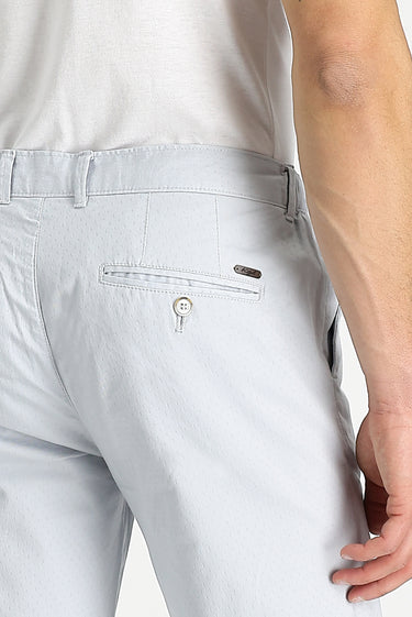 Gümüş Slim Fit Dar Kesim Desenli Likralı Kanvas / Chino Pantolon