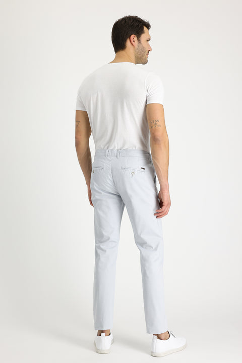 Gümüş 7 Drop Slim Fit Dar Kesim Desenli Likralı Kanvas / Chino Pantolon