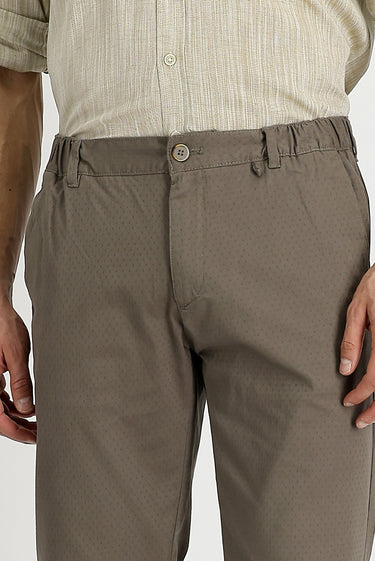 Orta Vizon Regular Fit Desenli Likralı Kanvas / Chino Pantolon