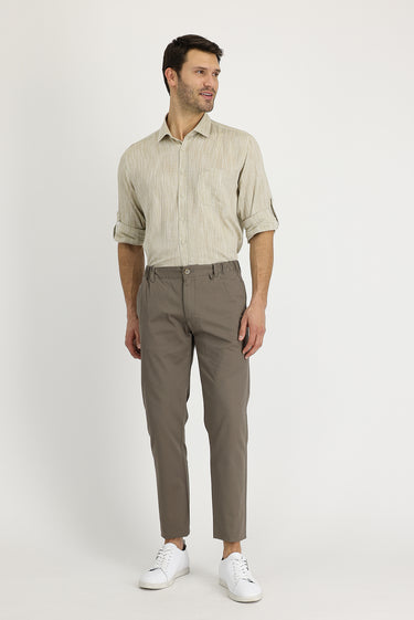 Orta Vizon Regular Fit Desenli Likralı Kanvas / Chino Pantolon