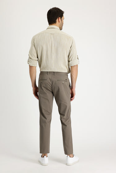 Orta Vizon Regular Fit Desenli Likralı Kanvas / Chino Pantolon