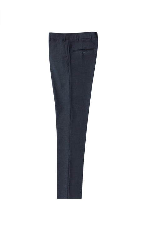 Koyu Mavi  4 Drop Relaxed Fit Rahat Kesim Klasik Desenli Kumaş Pantolon