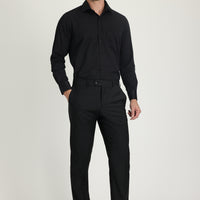 Siyah 7 Drop Slim Fit Dar Kesim Yünlü Klasik Kumaş Pantolon