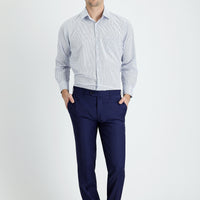 Orta Lacivert 7 Drop Slim Fit Dar Kesim Yünlü Klasik Kumaş Pantolon