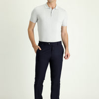 Koyu Lacivert 7 Drop Slim Fit Dar Kesim Yünlü Klasik Kumaş Pantolon